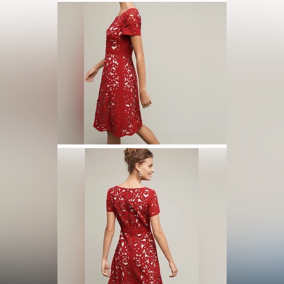 NWT Moulinette Soeurs red cut out dress. Size 2. From Anthropologie. Gorgeous! - Picture 2 of 16